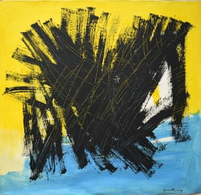 Vintage abstract Hans Modern Old 20th CenturyPainting on Canvas