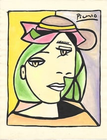 Pablo Picasso Mixed Media on Paper, Stamp on Verso