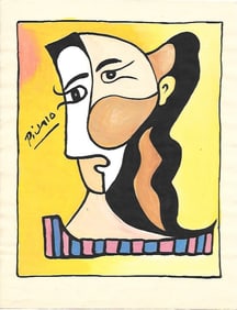 Pablo Picasso Mixed Media on Paper, Stamp on Verso