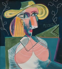 Pablo Picasso Signed Cubist Oil Painting on Canvas - Spanish Modern Art