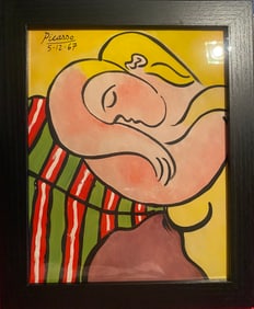 Pablo Picasso Drawing, Stamp on Verso