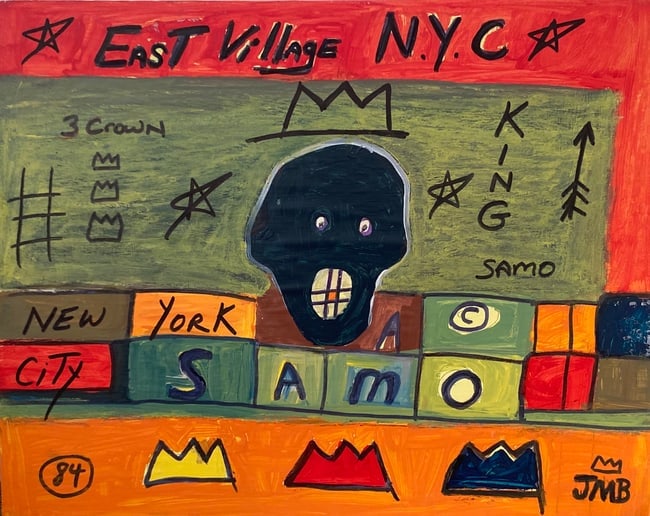Jean-Michel Basquiat Painting on Cardboard: Jean-Michel Basquiat Painting on Cardboard.Measurements: 20 x 16 .Jean-Michel Basquiat was a self-taught, groundbreaking American artist who rose to fame in the 1980s neo-expressionism movement. His w