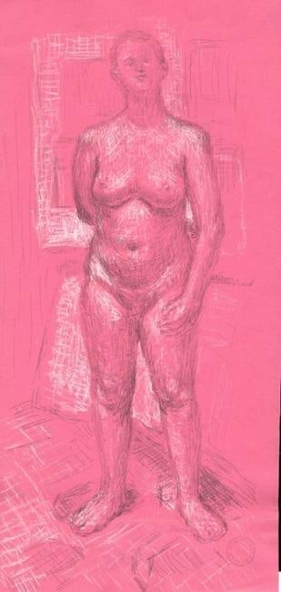 Joseph Smedley 1922-2016 British Modernist Figurative Drawing 1960: Joseph Smedley 1922-2016 British Modernist Figurative Drawing 1960 on Paper Stamped Joseph Smedley Studio. Dr Joseph Smedley was born In Nottingham in 1922. The son of a coal miner, he was to become a