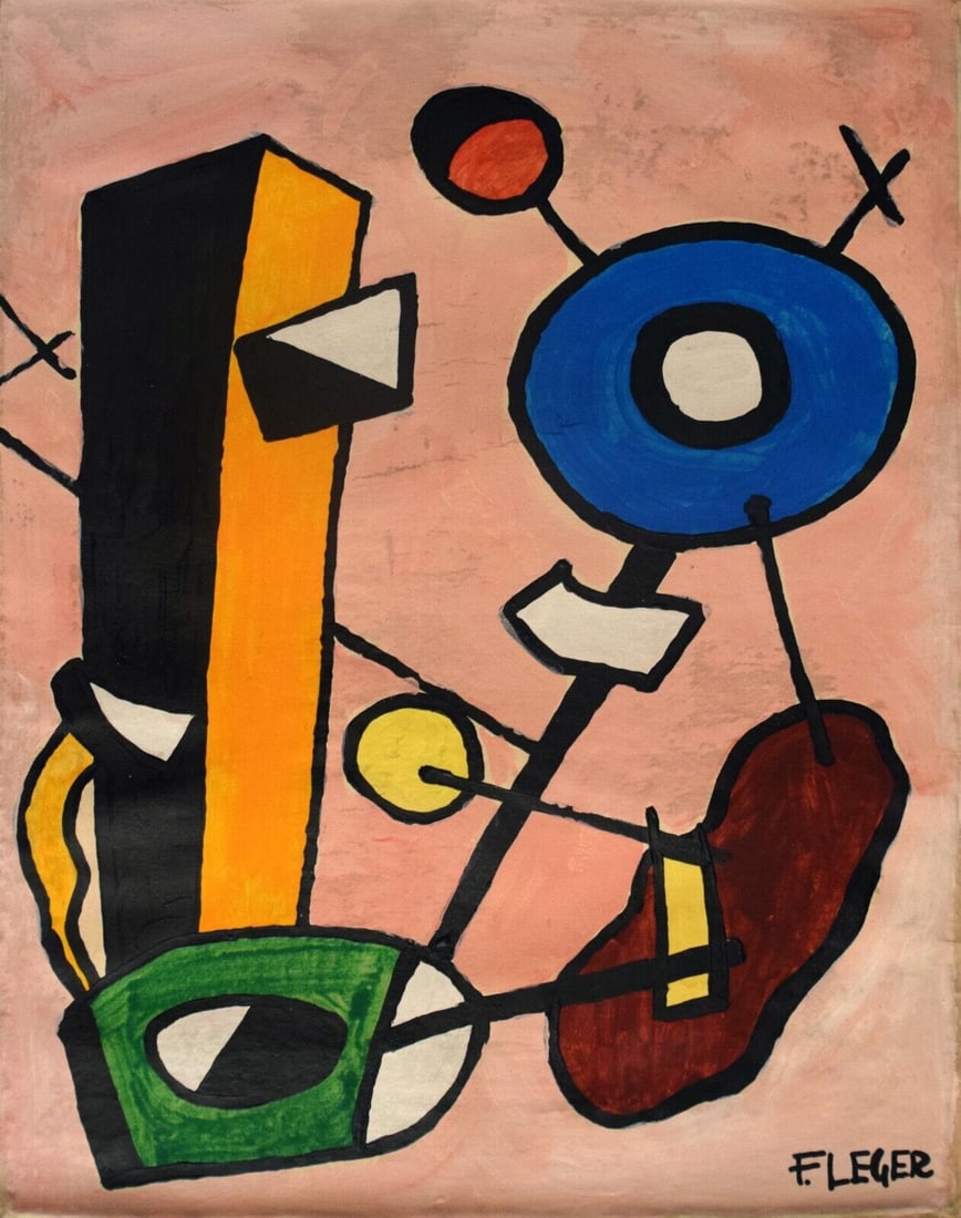 Abstract Painting on Canvas F. Leger: Abstract Painting on Canvas Signed F. Leger,Modern Art,. Approx Measurements: 22 x 16 inches.. This painting is sold unstretched Canvas Only, Will be Rolled up in a professional shipping tube. It is b