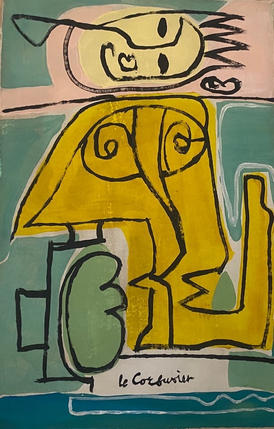 Le Corbusier Old 20th Century Modern Art Painting on Canvas: Le Corbusier Old 20th Century Modern Art Painting on Canvas (After)Artist. Sold as is.No Documents or COA Approx size: 19 x 15 inches. Good Condition .We pack & Ship for you. We take care of the shipp