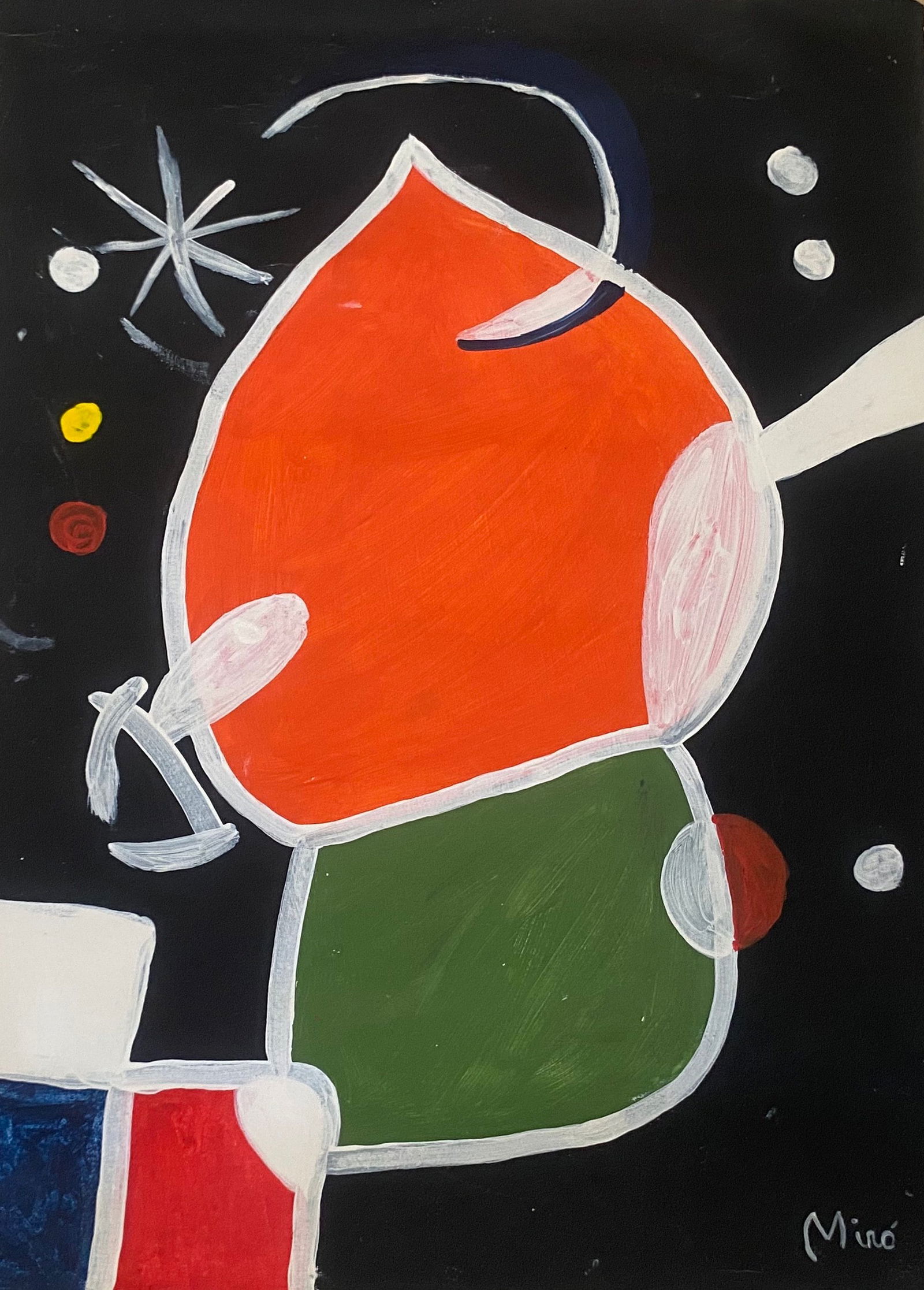 Miro Old 20th Century Modern Art Painting on Canvas: Miro Old 20th Century Modern Art Painting on Canvas (After)Artist. Sold as is.No Documents or COA Approx size:20 x 15 inches. Good Condition .We pack & Ship for you. We take care of the shipping servi