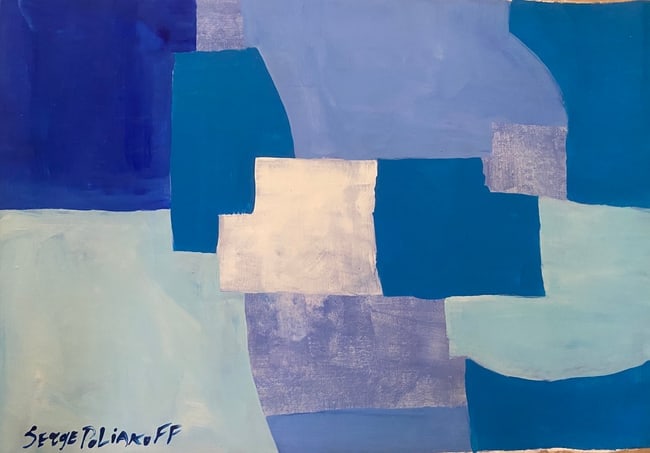 Serge Poliakoff Old 20th Century Modern Art Painting on Canvas: Serge Poliakoff Old 20th Century Modern Art Painting on Canvas (After)Artist. Sold as is.No Documents or COA Approx size: 22 x 16 inches. Good Condition .We pack & Ship for you. We take care of the sh