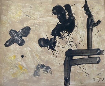 Antoni Tapies Old 20th Century Modern Art Painting on Canvas