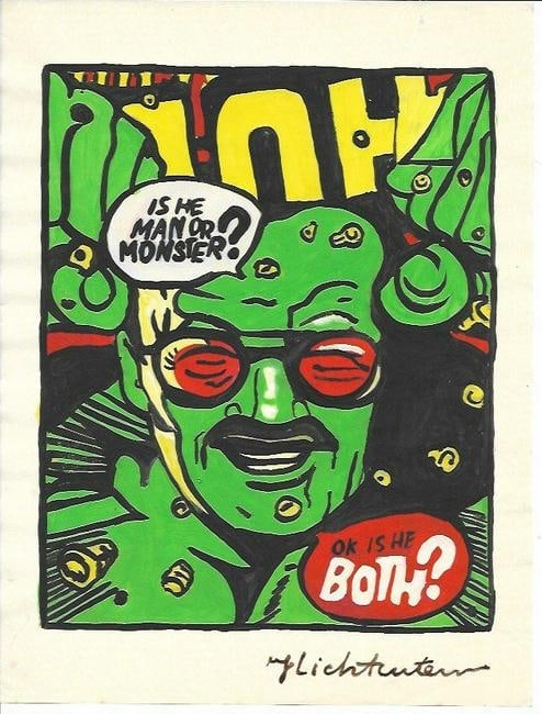 Roy Lichtenstein drawing on Paper: Roy Lichtenstein (after artist)drawing on Paper.Size 11 1/2 x 8. Unframed. Provenance: Private Collector, NY. No Coa. Roy Fox Lichtenstein (October 27, 1923 - September 29, 1997) was an American pop a