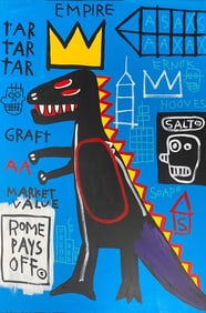 Large 1983 Empire Basquiat Painting on Canvas