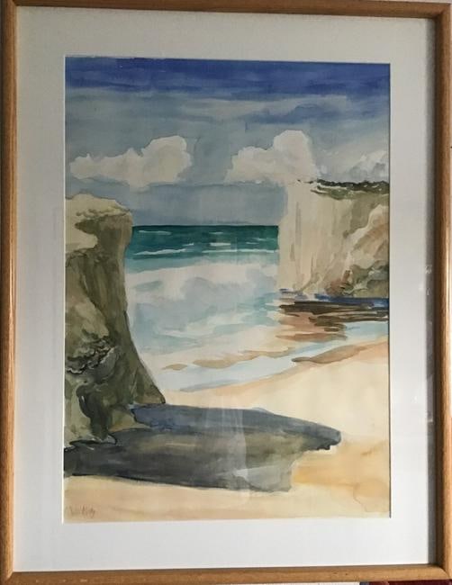 Original Watercolor Painting: Original Watercolor Painting Julia Kelly Matted-Wood Frame /Glass--Size: 26 x 34 Inches. Good condition see photo.