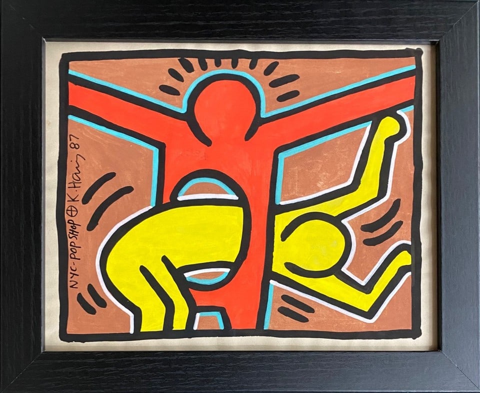 Keith Haring Drawing, Stamp on Verso