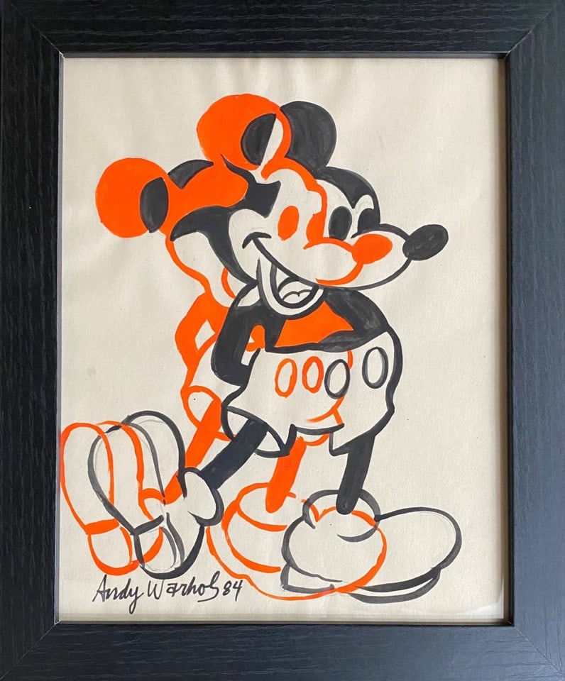 Andy Warhol Drawing, Stamp on Verso: Andy Warhol Drawing, Stamp on Verso, Drawing on paper. Image Approximately Size:10 x 8 inches.The frame measures 10 x 12 inches . This Drawing does not carry established document provenance, nor is an