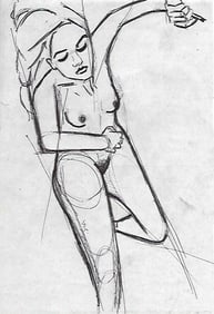 Nude women Pencil drawing on Paper