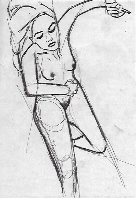 Nude women Pencil drawing on Paper: Nude women Pencil drawing on Paper-Provenance: NY Collector size: 12 x 8. See Photo. Good condition