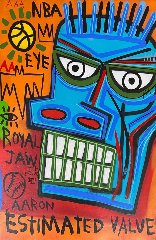 Jean Michel Basquiat Large Painting- "Estimated Value": Jean Michel Basquiat"Estimated Value" Large Painting Fits Basquiat 1982. Title : Title : “2 Kings”Size : 24 by 36 inches This is not a print of any kind.Acquired from private collection.The pa