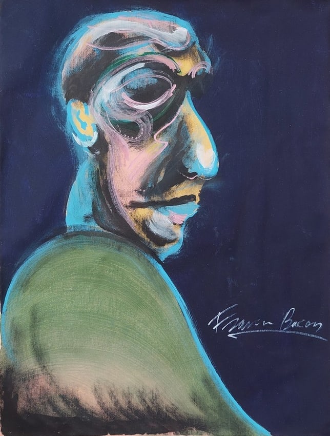 Francis Bacon British 1909 -1992. Surrealist Painting on Canvas: Francis Bacon British 1909 -1992. Surrealist Painting on Canvas style attribute to Artist.Painting Size:18.11 x 15.16 inches.Francis Bacon was an Irish-born British figurative painter known for his ra