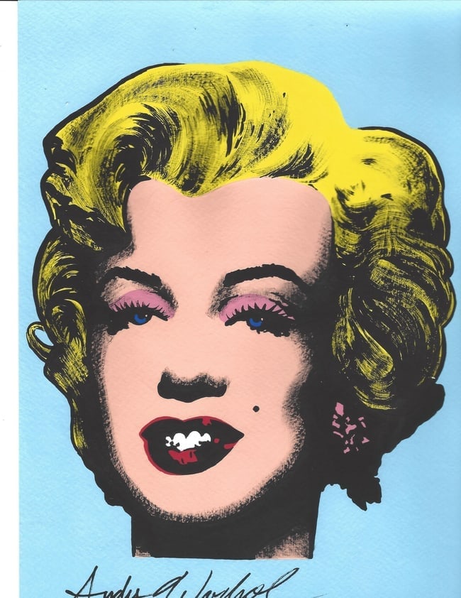 Andy Warhol Mixed Media on Paper. stamp on verso (1 of 2)