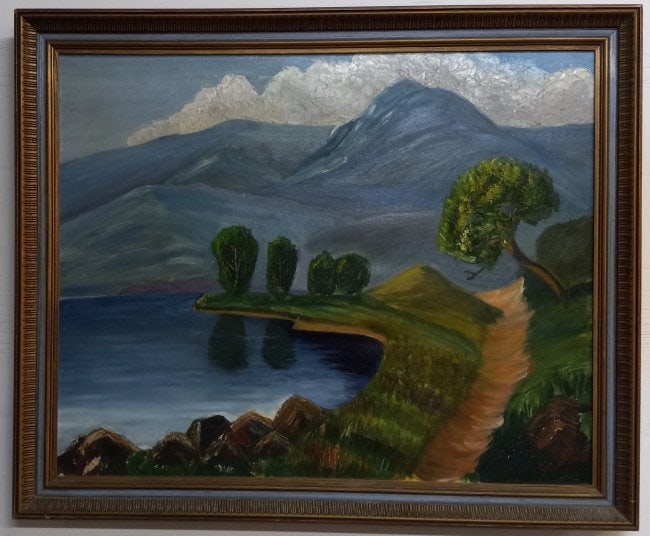 S. Welrick Oil on Canvas Painting Framed .: S. Welrick oil on Canvas Painting Framed.This is an estate item and is therefore sold as is. Wood Frame measures 30 x 24.Interior canvas portion of painting measures 34 x 28 x 3. See Photos. No COA or