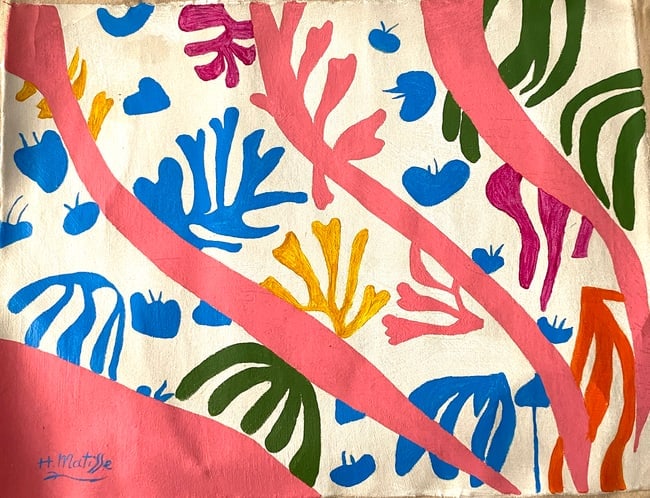 Vintage Abstract Canvas Matissee, Modern Art 20th Century.: Vintage Abstract Canvas Matissee, Modern Art 20th Century.After artist Art Painting on Canvas Approx Canvas Size: 20 x 16 Inches - Unstretched .Good condition. See photos . We pack & Ship for you. We