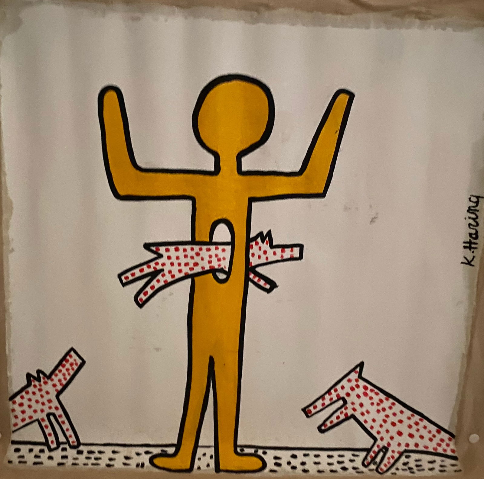 Abstract Canvas Keith Harring Modern Art 20th Century: Abstract Canvas Keith Harring, Modern Art 20th Century.After artist Art Painting on Canvas Approx Canvas Size: 17 x 16 Inches - Unstretched .Good condition. See photos . We pack & Ship for you. We tak