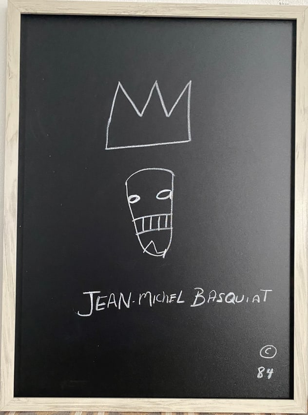 Jean Michel Basquiat Drawing on Chalkboard Framed (1 of 2)