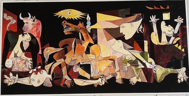 Pablo Picasso Print on Canvas: Pablo Picasso Print on Canvas .size:40 x 20. 1/2 inch white boarder line. Pablo Picasso was a Spanish painter, sculptor, printmaker, and ceramicist who co-founded Cubism with Georges Braque. He was a