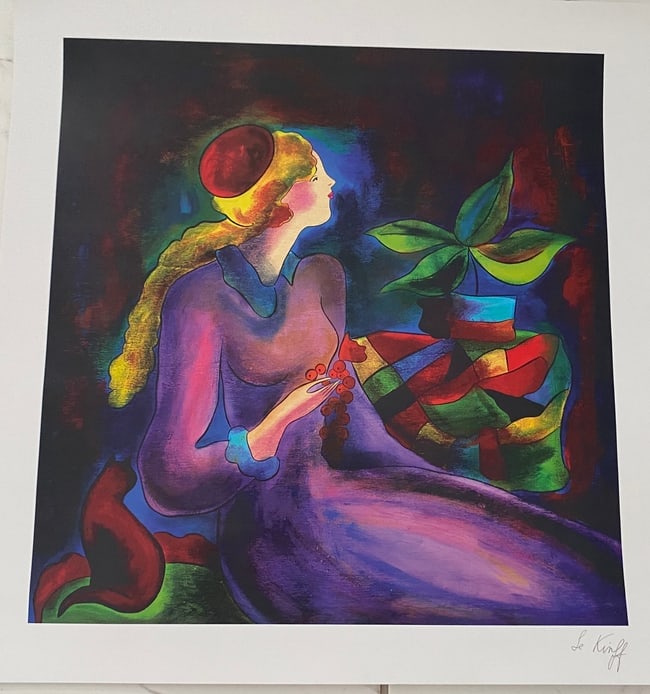 Linda Le Kinff SIGNED Seriolithograph: Linda Le Kinff French/Brazilian SIGNED Seriolithograph on Paper. In the bold and vibrant creations of Linda Le Kinff, elements of her beloved masters permeate her highly original visions, imbuing them