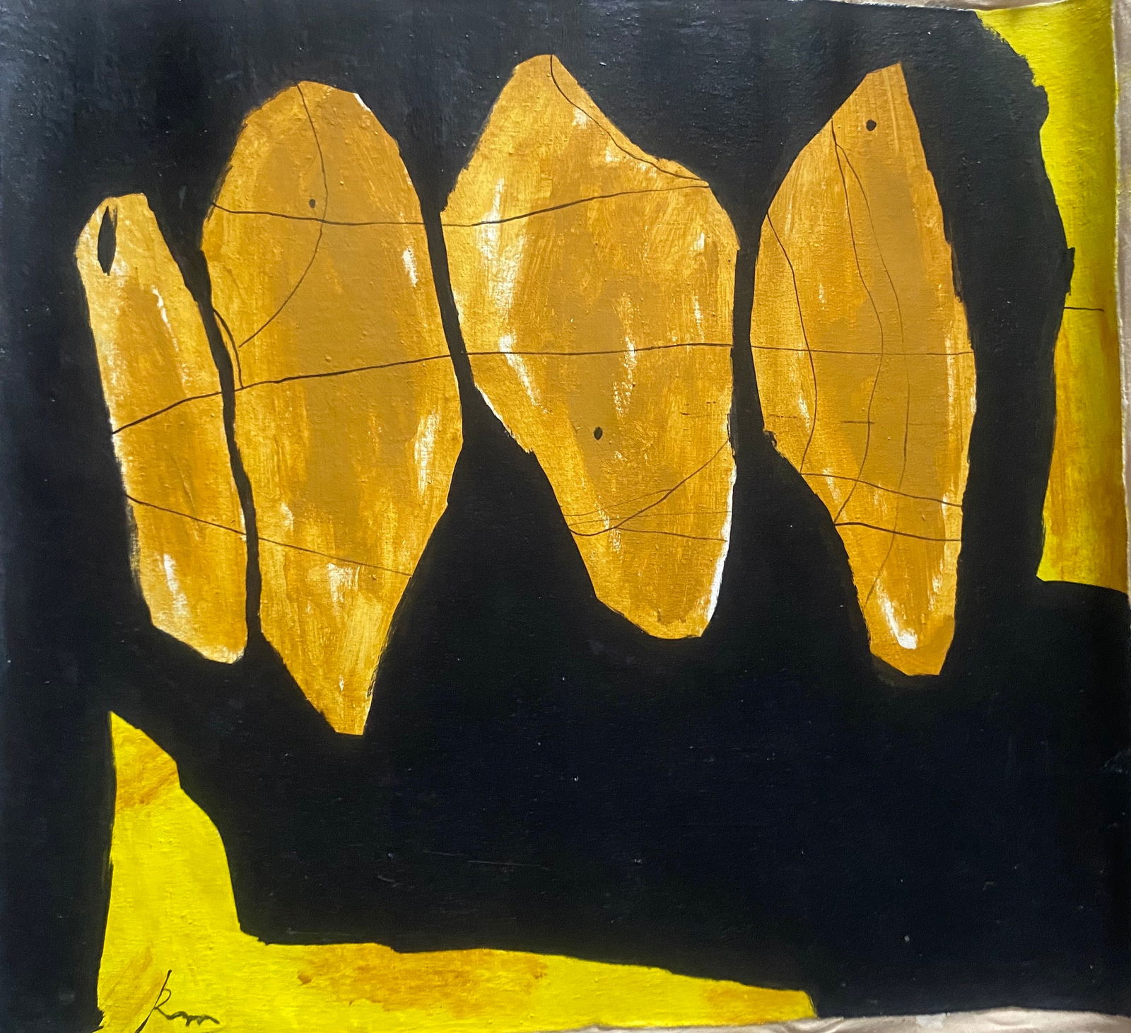 MotherWell Old 20th Century Modern Art Painting on Canvas (1 of 2)