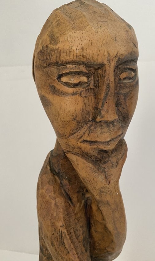 23" Large Wooden Carved Handmade Statue: 23" Large Wooden Carved Handmade Statue Handcrafted Sculpture . Some scratches due to age. Provenance: NY Collection. See photos
