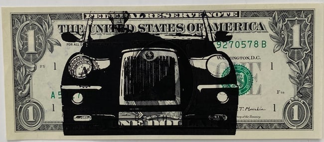 Andy Warhol inspired Drawing on $1 Dollar Bill Pop Art (1 of 1)