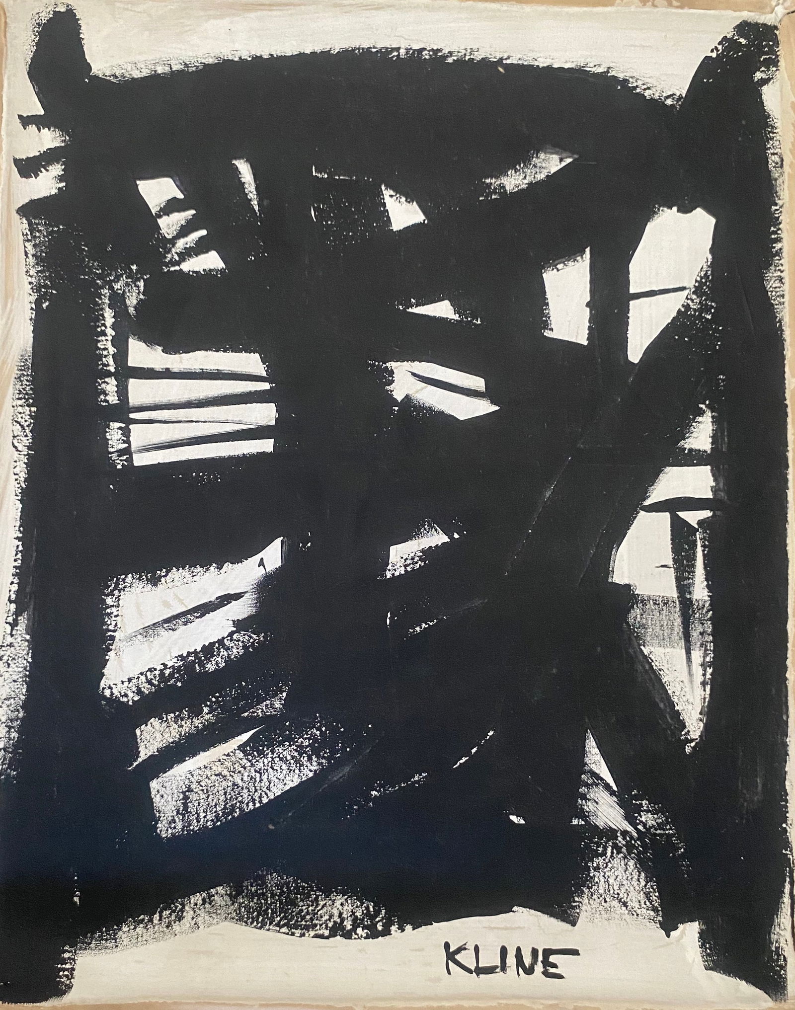 Kline Old 20th Century Modern Art Painting on Canvas (1 of 2)