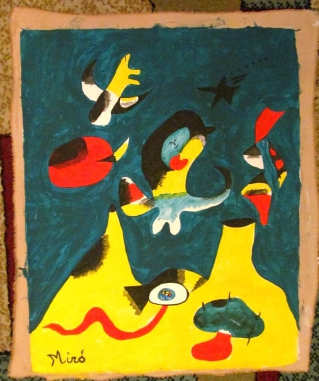 Joan Miro, Modern Art 20th Century: Joan Miro, Modern Art 20th Century Painting On Canvas (after Artist). Approx Painting: 19 x 15 inches.SEE PHOTOS as part of the description. Good condition . We pack & Ship for you. We take care of th