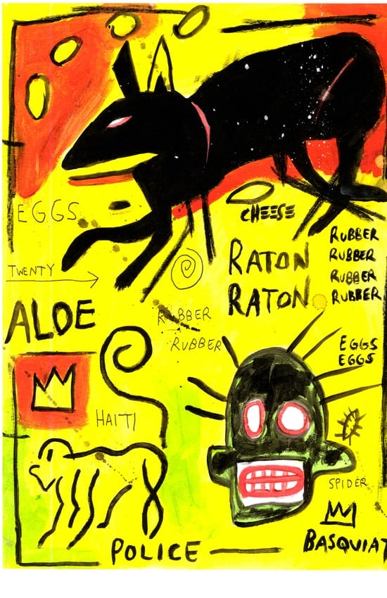 Jean Basquiat Expressionism Print on Thick Paper: Jean Basquiat Expressionism Print on Thick Paper. Paper Size: 12 1/2 x 17 1/2 Inches. Extra Thick 300 gsm Fine art Paper. Embossed Stamp. Excellent Condition. See photos.