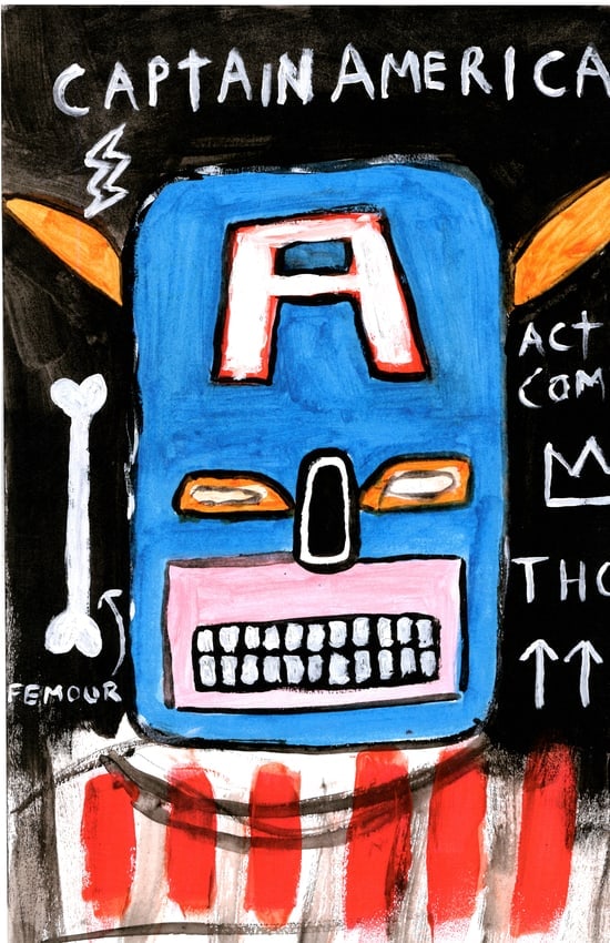 Jean Basquiat Expressionism Print on Thick Paper: Jean Basquiat Expressionism Print on Thick Paper. Paper Size: 12 1/2 x 17 1/2 Inches. Extra Thick 300 gsm Fine art Paper. Embossed Stamp. Excellent Condition. See photos.
