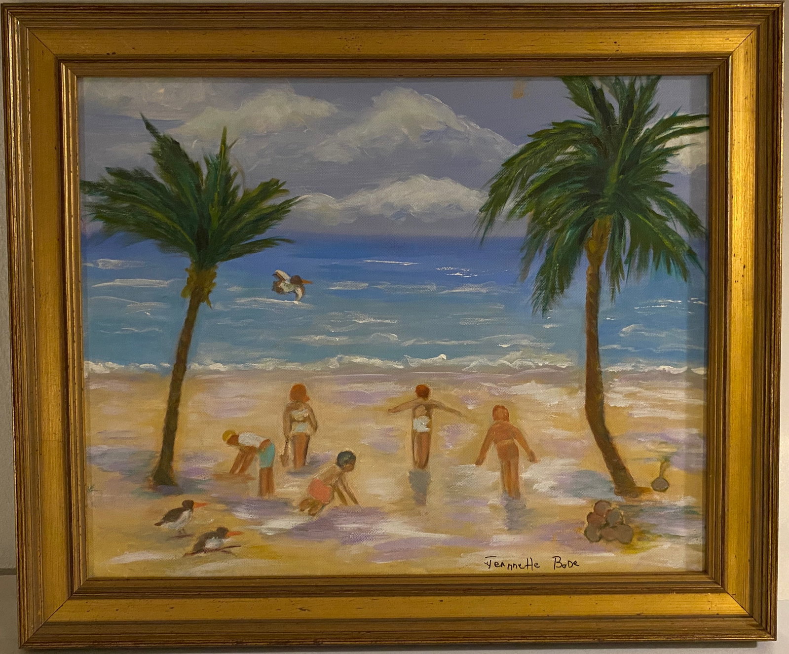 Oil Painting on Canvas Framed Hand painted by artist: Oil Painting on Canvas Framed Hand painted by artist Jeannette Bode- Ready to hang.NY Private Collection. Approximate Artwork Size: 20 x 16 Inches. - Approximate Frame Size: 24 x 20 x 2 Inches. Condit