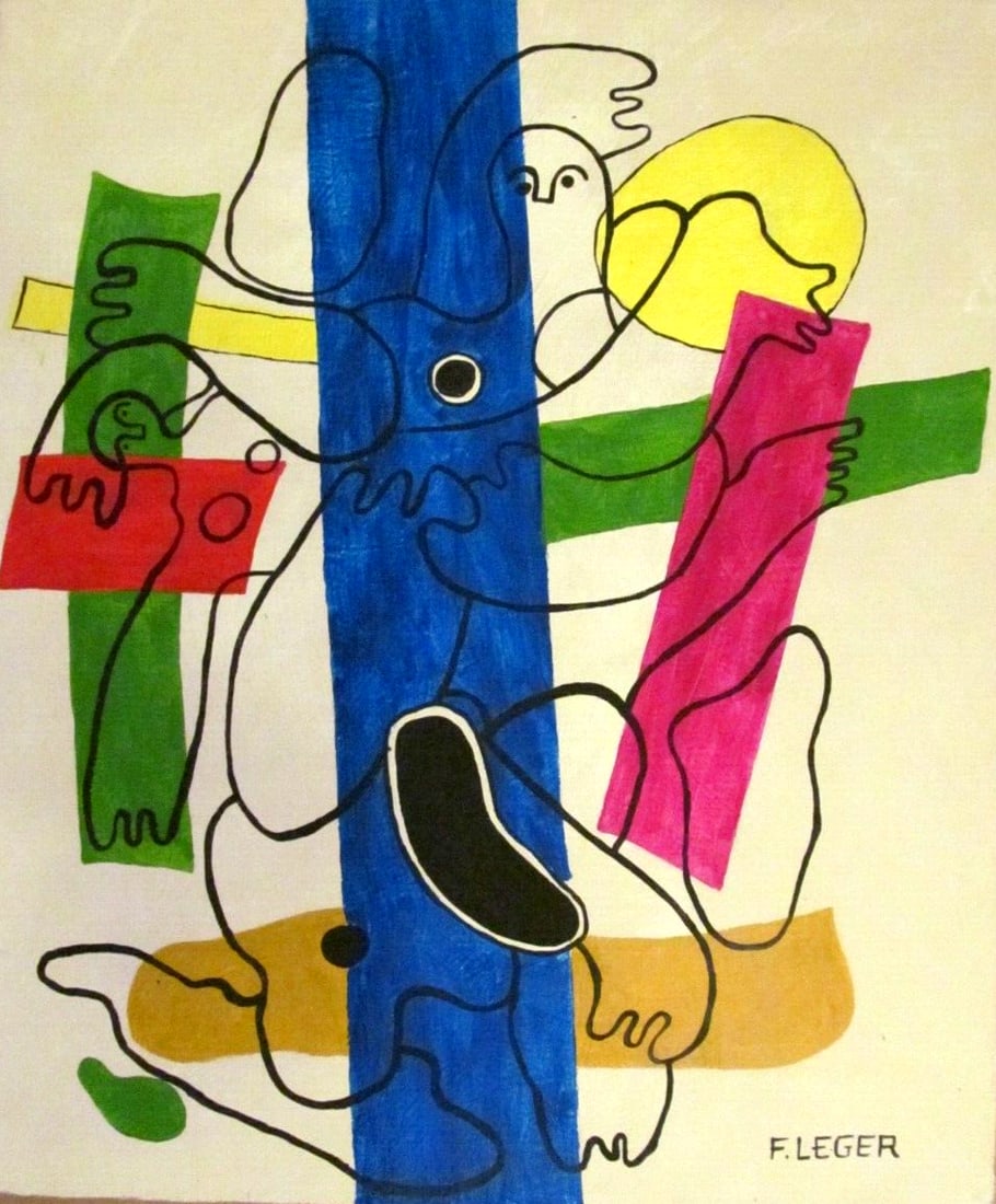 Vintage Abstract Canvas signed Fernand Leger: Vintage Abstract Canvas signedFernand Leger , Modern Art 20th Century.(after artist SIZE: 20 x 16 Canvas only will be ship rolled in a tube.It is being sold in the manner or style of the artist, Sold 