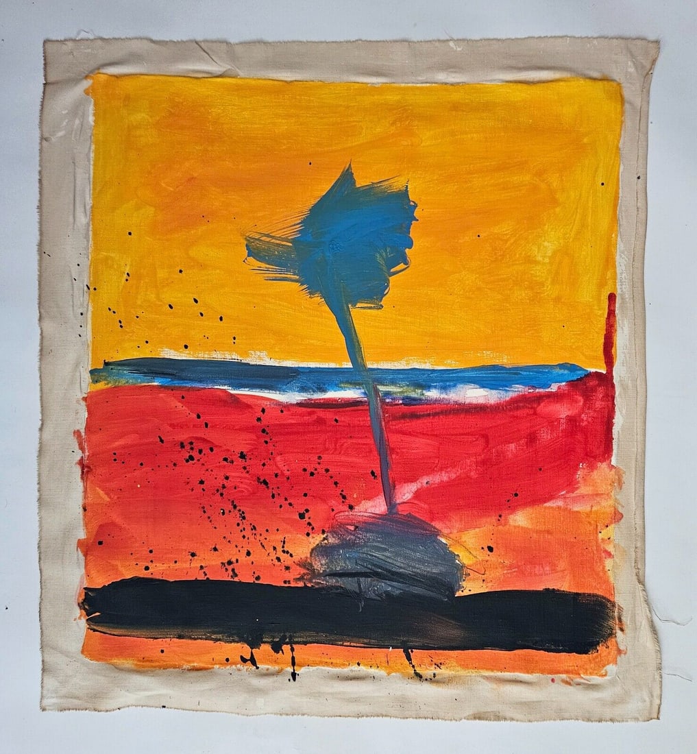 Abstract Painting signed RM Modern Old 20th Century - 2