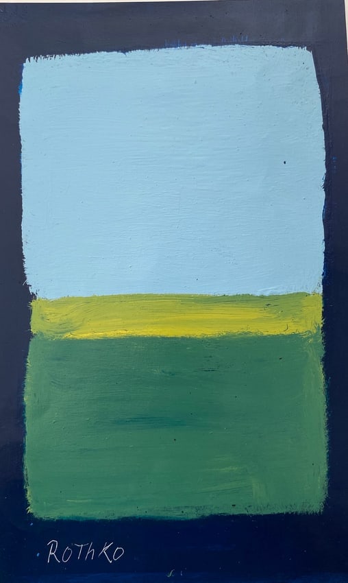 Abstract Painting on Paper: Abstract Painting on Paper, Modern Art 20th Century. Painting Size:15 x 11 inches.Style of Rothko . See photos as part of the description . Sold as is. PROVENANCE: NEW YORK Private collection. See ver