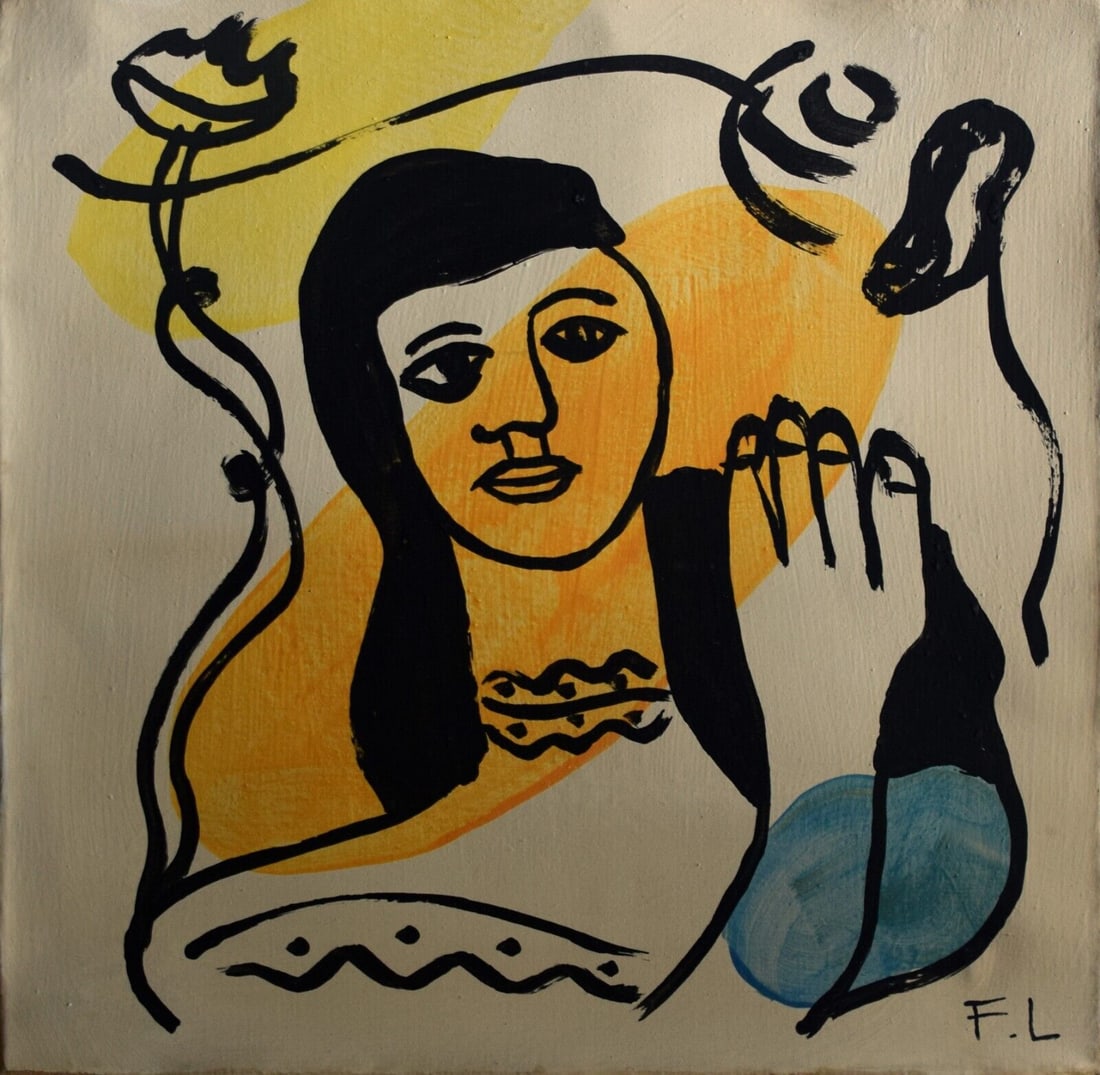 Fernand Leger Modern art 20th century abstract painting: Fernand Leger Modern art 20th century abstract painting on Canvas Size: 16 by 16 inches. Good condition,needs stretching. No COA,no supporting papers,(after artist).See photo. Good condition.