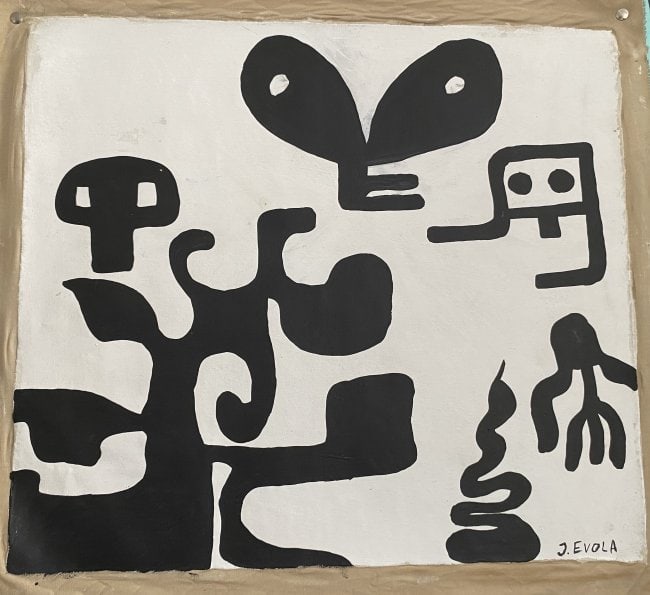 Vintage Abstract Painting J. Evola (After Artist): Vintage Abstract Painting J. Evola, Modern Art, Painted on canvas.Approx Canvas Measurements: 18 x 16 inches.SEE PHOTOS as part of the description. Good condition.It is being sold in the manner or sty