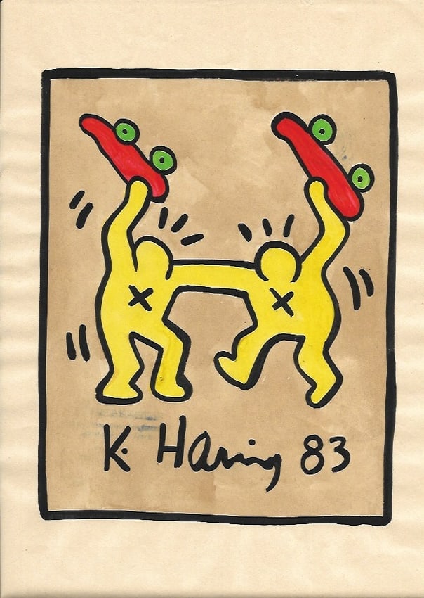 Keith Haring Drawing, Stamp on Verso (1 of 2)