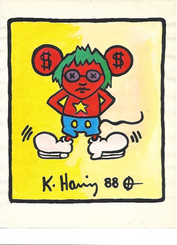 Keith Haring Drawing, Stamp on Verso, Pop Art on paper (1 of 2)