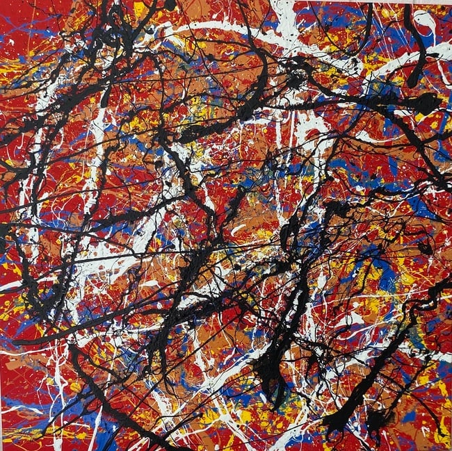 Jackson Pollock Abstract Painting on Canvas: Jackson Pollock Abstract Painting on Canvas stamp on Verso. Painting size: 27 1/2 x 27 1/2 inches The painting is from a Private NY Collector.This painting does not carry established document provenan