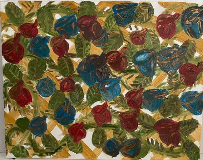 Flower abstract Painting on Canvas: Flower abstract Painting on Canvas . NY Private collection unkown painter.Painting size: 20 x 16.See photo for description. No document or COA with item.Good condition.We pack & Ship for you, We take 