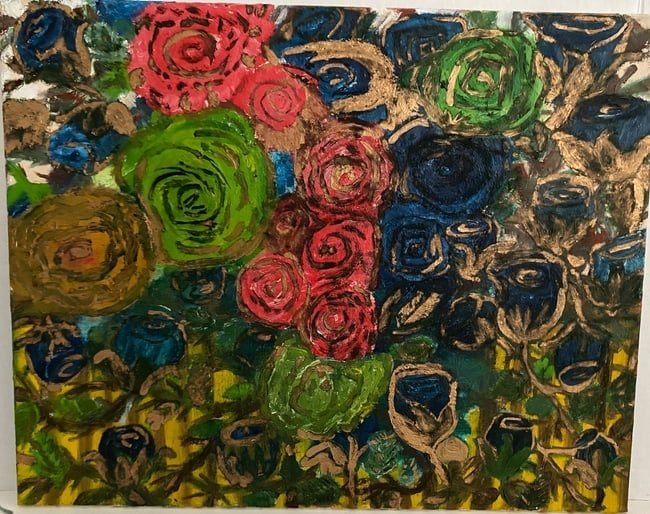 Flower abstract Painting on Canvas: Flower abstract Painting on Canvas . NY Private collection unkown painter.Painting size: 20 x 16.See photo for description. No document or COA with item.Good condition.We pack & Ship for you, We take 