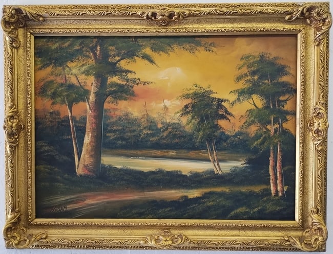 Mid 20th century oil on canvas painting by Hossam (1 of 7)