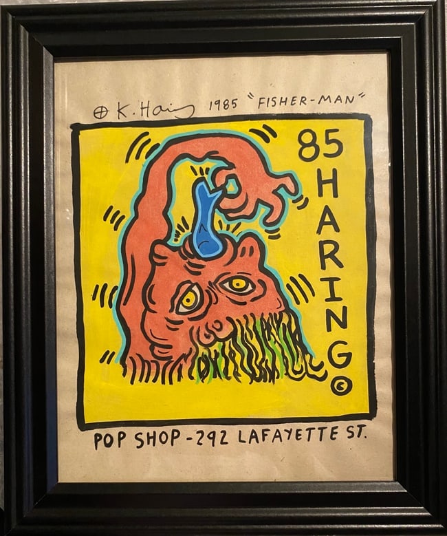 Keith Haring’s NYC “87-Pop Shop: Keith Haring’s “87-Pop Shop ”.. Approx Painting Size: 10 x 8, Approx New Frame Size: 10 x 12 inches.It is being sold after, attributed and in the style or manner of the artist.Keith Haring A
