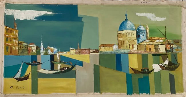 ESKO MATILAINEN OIL PAINTING ON CANVAS: signed ESKO MATILAINEN OIL PAINTING ON CANVASNot stretch. Painting Size:51 x 27inches. See photos as part of the description . Sold as is. PROVENANCE: NEW YORK Private collection. See photo.Will be sh