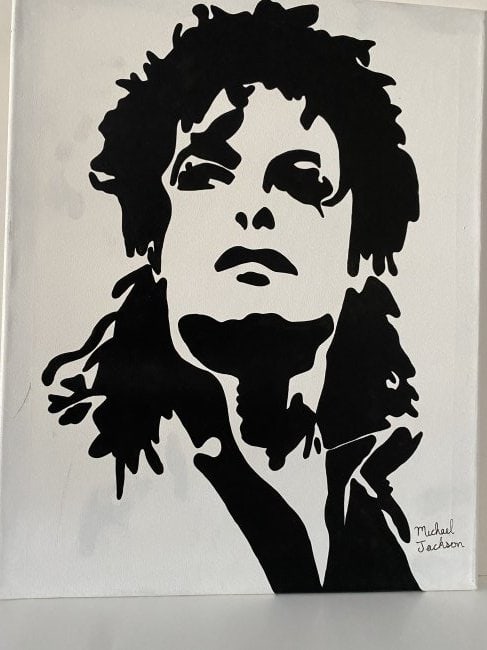 Micheal Jackson Acrylic painting Black & White art canvas (after) (1 of 2)